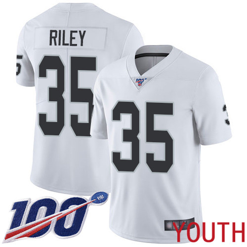 Oakland Raiders Limited White Youth Curtis Riley Road Jersey NFL Football #35 100th Season Vapor Jersey->youth nfl jersey->Youth Jersey